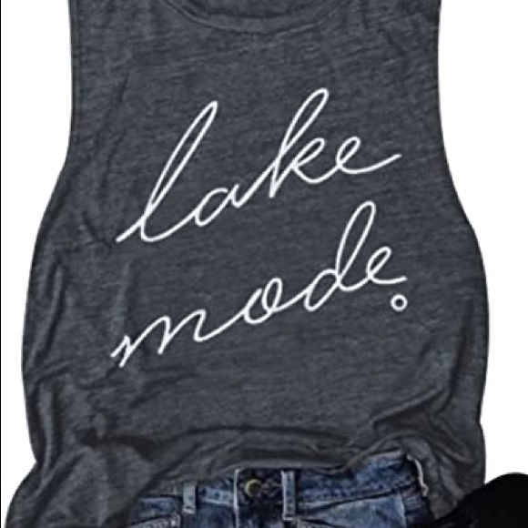 Tops - Tank Top Lake Mode Letter Graphic